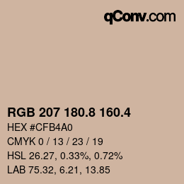 カラーコード: RGB 207 180.8 160.4 | qconv.com