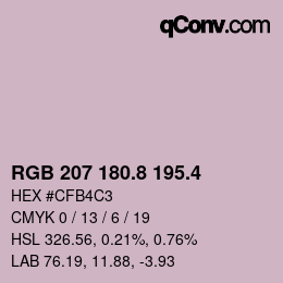 カラーコード: RGB 207 180.8 195.4 | qconv.com