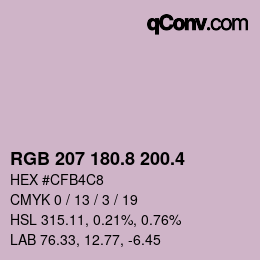 カラーコード: RGB 207 180.8 200.4 | qconv.com