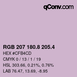 カラーコード: RGB 207 180.8 205.4 | qconv.com