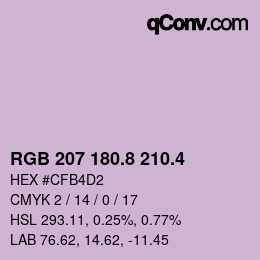 カラーコード: RGB 207 180.8 210.4 | qconv.com
