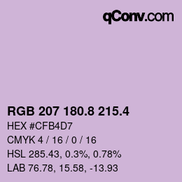 カラーコード: RGB 207 180.8 215.4 | qconv.com
