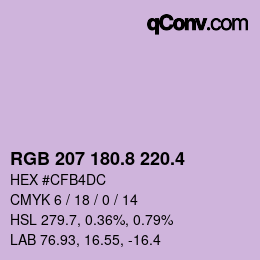 カラーコード: RGB 207 180.8 220.4 | qconv.com