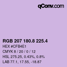 カラーコード: RGB 207 180.8 225.4 | qconv.com