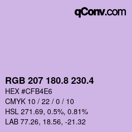 カラーコード: RGB 207 180.8 230.4 | qconv.com
