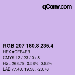 カラーコード: RGB 207 180.8 235.4 | qconv.com