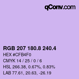 カラーコード: RGB 207 180.8 240.4 | qconv.com