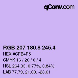 カラーコード: RGB 207 180.8 245.4 | qconv.com