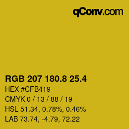 カラーコード: RGB 207 180.8 25.4 | qconv.com