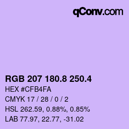 カラーコード: RGB 207 180.8 250.4 | qconv.com