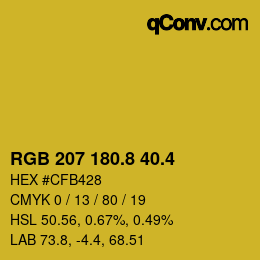 カラーコード: RGB 207 180.8 40.4 | qconv.com