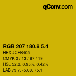 カラーコード: RGB 207 180.8 5.4 | qconv.com