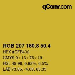 カラーコード: RGB 207 180.8 50.4 | qconv.com