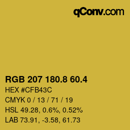 カラーコード: RGB 207 180.8 60.4 | qconv.com