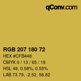 Color code: RGB 207 180 72 | qconv.com