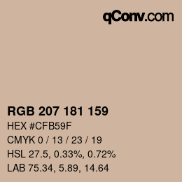 Color code: RGB 207 181 159 | qconv.com