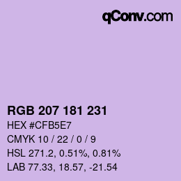 Color code: RGB 207 181 231 | qconv.com