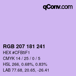 Color code: RGB 207 181 241 | qconv.com
