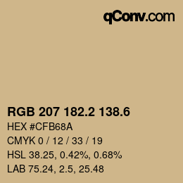 カラーコード: RGB 207 182.2 138.6 | qconv.com