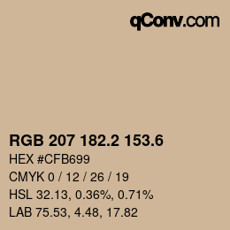 カラーコード: RGB 207 182.2 153.6 | qconv.com