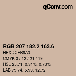 カラーコード: RGB 207 182.2 163.6 | qconv.com