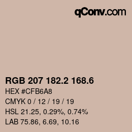 カラーコード: RGB 207 182.2 168.6 | qconv.com