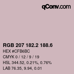 カラーコード: RGB 207 182.2 188.6 | qconv.com