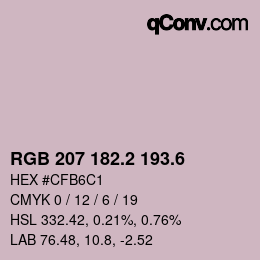 カラーコード: RGB 207 182.2 193.6 | qconv.com