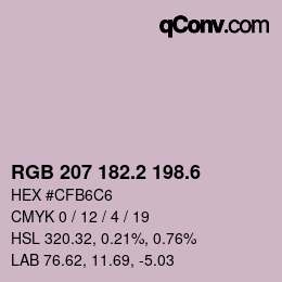 カラーコード: RGB 207 182.2 198.6 | qconv.com