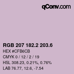 カラーコード: RGB 207 182.2 203.6 | qconv.com