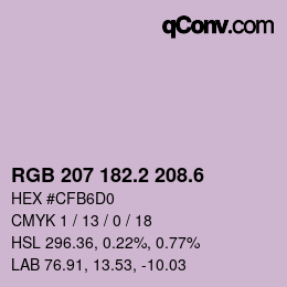カラーコード: RGB 207 182.2 208.6 | qconv.com