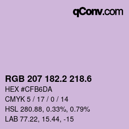 カラーコード: RGB 207 182.2 218.6 | qconv.com