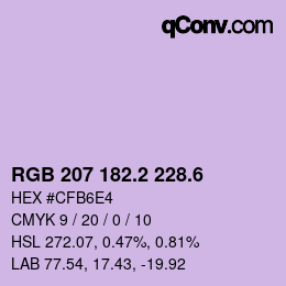 カラーコード: RGB 207 182.2 228.6 | qconv.com
