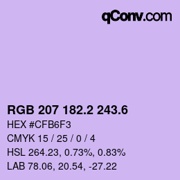 カラーコード: RGB 207 182.2 243.6 | qconv.com