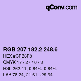 カラーコード: RGB 207 182.2 248.6 | qconv.com