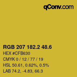 カラーコード: RGB 207 182.2 48.6 | qconv.com