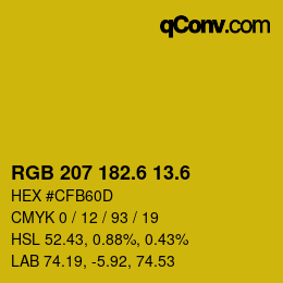 カラーコード: RGB 207 182.6 13.6 | qconv.com
