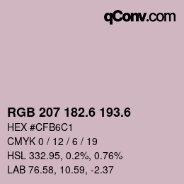 カラーコード: RGB 207 182.6 193.6 | qconv.com