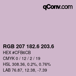 カラーコード: RGB 207 182.6 203.6 | qconv.com