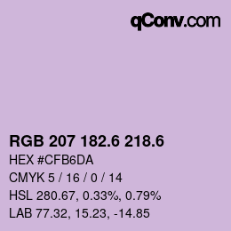 カラーコード: RGB 207 182.6 218.6 | qconv.com