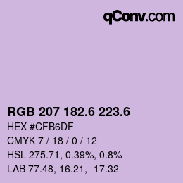 カラーコード: RGB 207 182.6 223.6 | qconv.com
