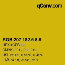 カラーコード: RGB 207 182.6 8.6 | qconv.com
