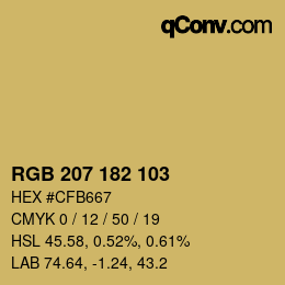 Color code: RGB 207 182 103 | qconv.com