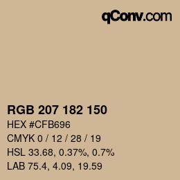 カラーコード: RGB 207 182 150 | qconv.com