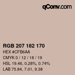 カラーコード: RGB 207 182 170 | qconv.com