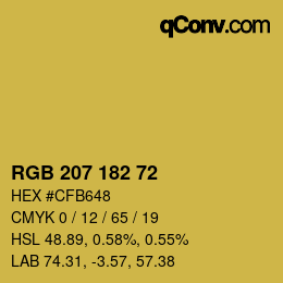 Color code: RGB 207 182 72 | qconv.com