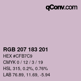 Color code: RGB 207 183 201 | qconv.com