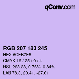 Color code: RGB 207 183 245 | qconv.com
