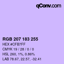 Color code: RGB 207 183 255 | qconv.com
