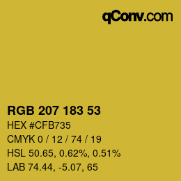 颜色代码: RGB 207 183 53 | qconv.com